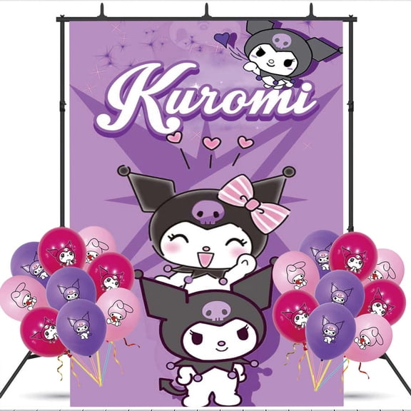 Kuromi Taspestry Poster Banner Backdrop Background Birthday Balloons Party Supplies Wall Decor