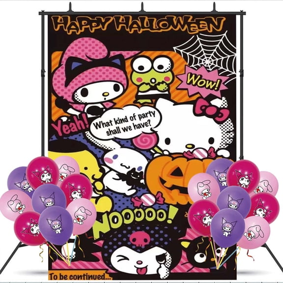 Kuromi Taspestry Poster Banner Backdrop Background Birthday Balloons Party Supplies Wall Decor