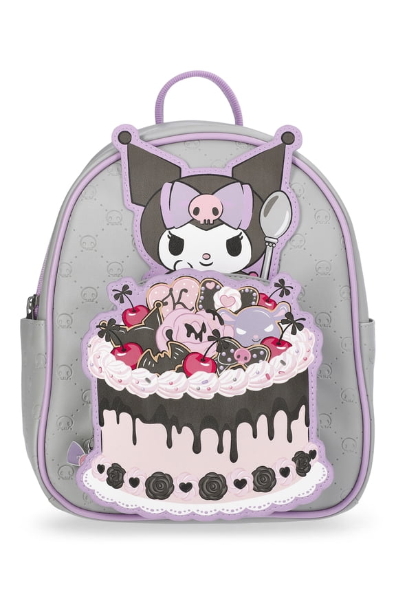 Kuromi Women's Too Sweet Faux Leather Mini Backpack, 10.5", Purple