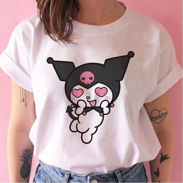 Kuromi Top Tee Funny Cartoon T Shirt Sanrio Kuromi Women Manga Tshirt Y2k Graphic Tshirt