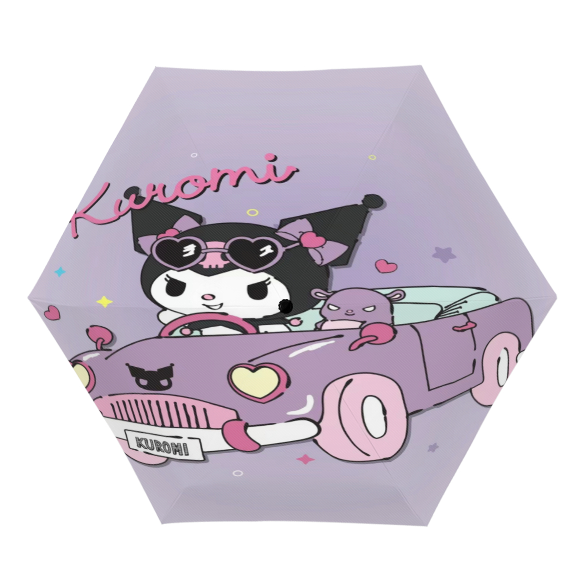 Kuromi UV sunshade manual open and close, compact, portable, UV coating, rain, wind