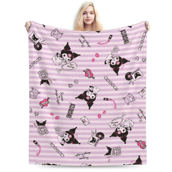 Kuromi Ultra-Soft Micro Fleece Blanket Plush Fuzzy Cozy Bed Blankets Lightweight Reversible Air Conditioner Quilt 40"X30"