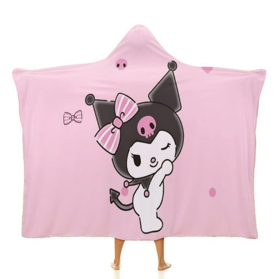 Kuromi Wearable Blankets Hooded Soft Hoodie Blanket Winter Warm Throw Blankets Cape 40"x50"