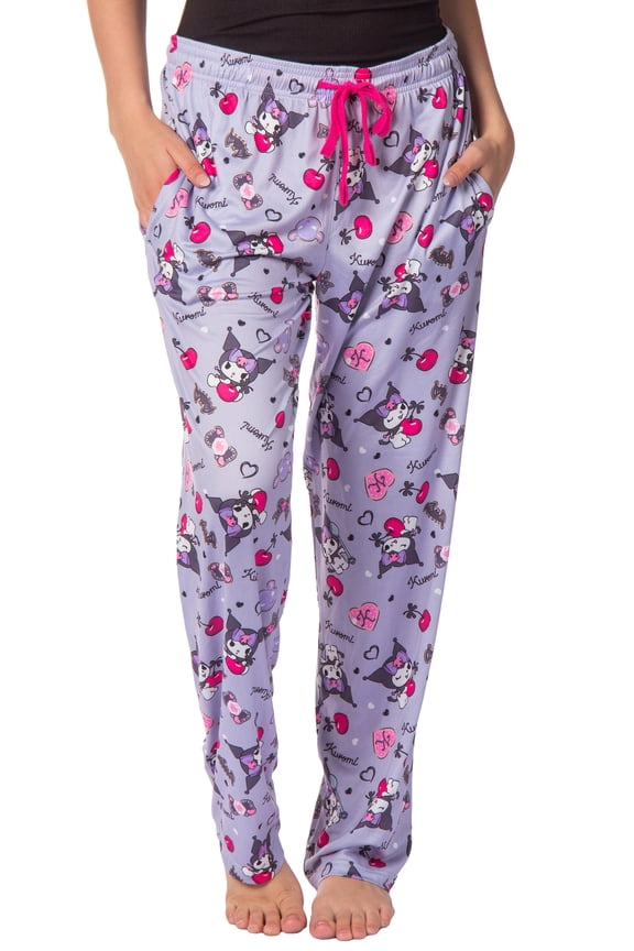 Kuromi Women's Punk Rabbit Allover Print Design Adult Lounge Pajama Pants For Men And Women
