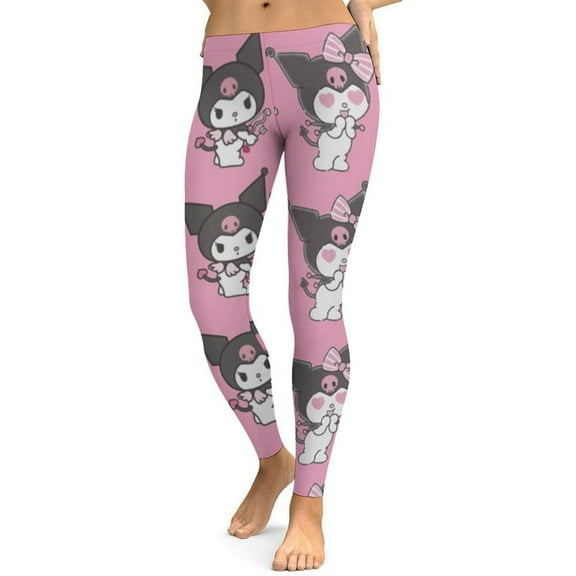 Kuromi Womens Athletic Leggings Soft High Waist Yoga Pants Workout Pants for Sports M