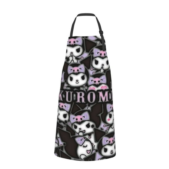Kuromi and My Melody Adjustable Bib Aprons, Waterdrop Resistant Apron with 2 Pockets for Kitchen Cooking Restaurant BBQ Painting Crafting