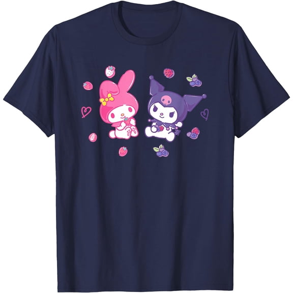 Kuromi and My Melody Berries DTG Print Unisex T-Shirt
