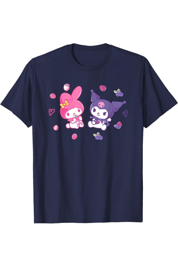 Kuromi and My Melody Berries DTG Print Unisex T-Shirt