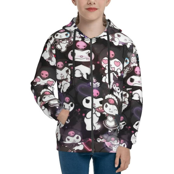 Kuromi and My Melody Hoodie 3D Print Pullover Hooded Long Sleeve Sweatshirts Tops Blouse with Pocket for Boys Girls Small