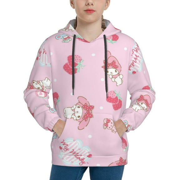 Kuromi and My Melody Hoodie 3D Print Pullover Hooded Long Sleeve Sweatshirts Tops Blouse with Pocket for Boys Girls Small
