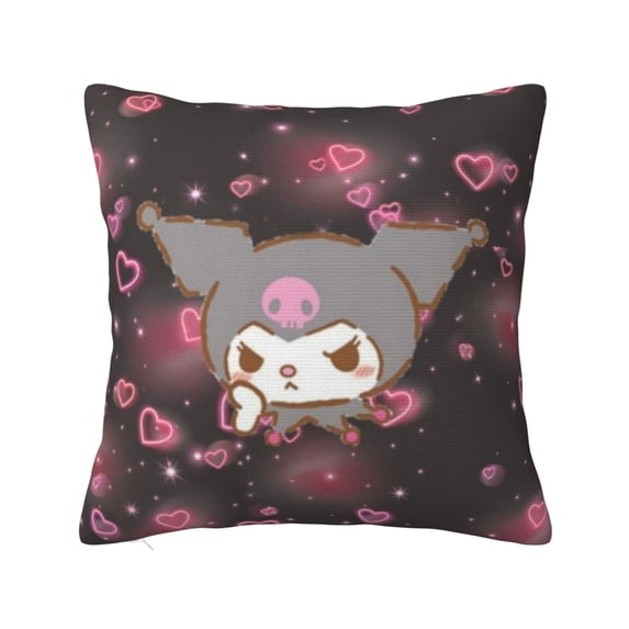 Kuromi and My Melody Throw Pillow Cover Decoration Pillow Case Cushion for Home Sofa Couch 18"x18"