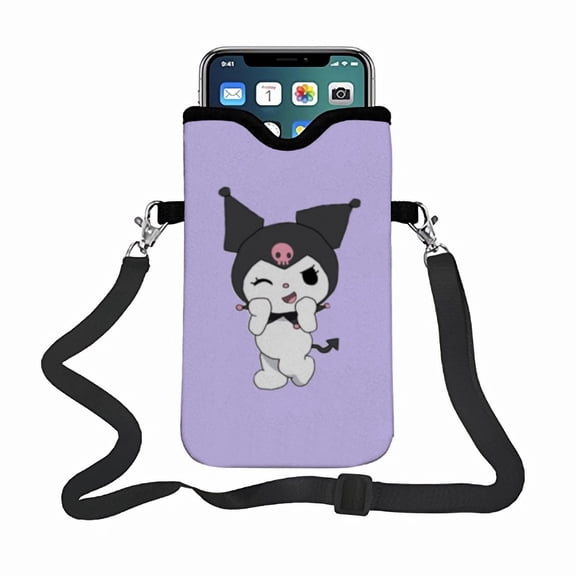 Kuromi phone bag phone satchel(18.3*10cm), featuring an adjustable strap small satchel that fits most smartphones.