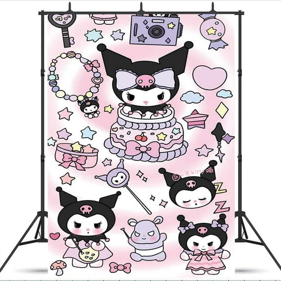 Kuromi school Backdrop Background Banner Taspestry Wall Decor Birthday Party Supplies Poster Fans
