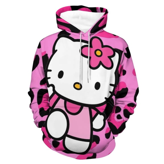 KuromiHello Kitty Hoodie Casual Coat for Men Women Hooded Sweatshirt Soft Lightweight Sweater Tops M