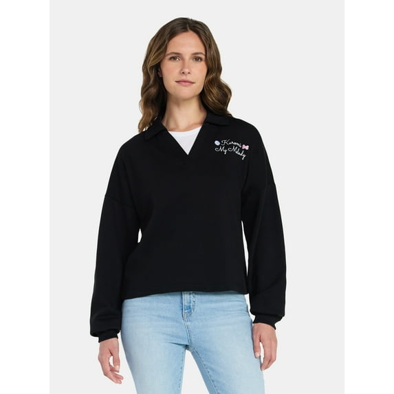 Kuromi and My Melody Women's Graphic Sweatshirt with Long Sleeves, Sizes XXS-XXL