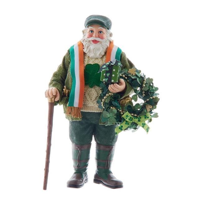 Kurt Adler 10.5-Inch Fabriché Musical Irish Santa With Coffee Mug