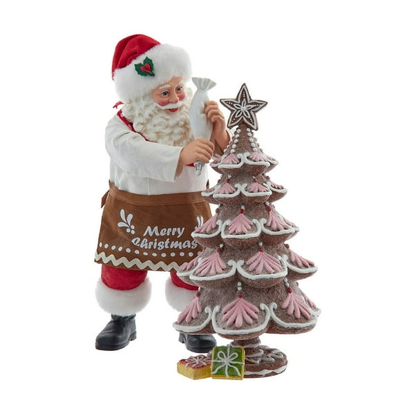 Kurt Adler 10.5-Inch Fabrich Santa Decorating Gingerbread Tree, 2-Piece Set