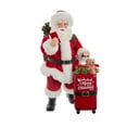 thumbnail image 1 of Kurt Adler 10.5-Inch Fabriché Santa with Red Luggage, 2-Piece Set, 1 of 7