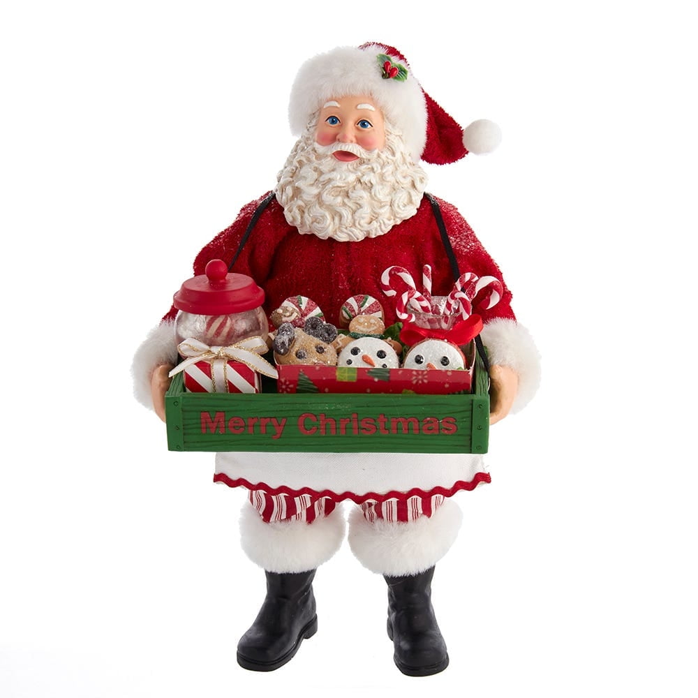Kurt Adler 10.5-Inch Fabrich? Black Santa in Pajamas and Robe Kurt Adler 10.5-Inch Fabriché Santa and Elf Christmas Decoration