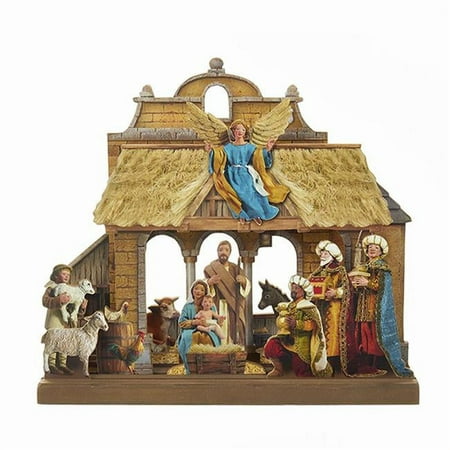 Kurt Adler 10.625-Inch Wooden Nativity Tablepiece Set