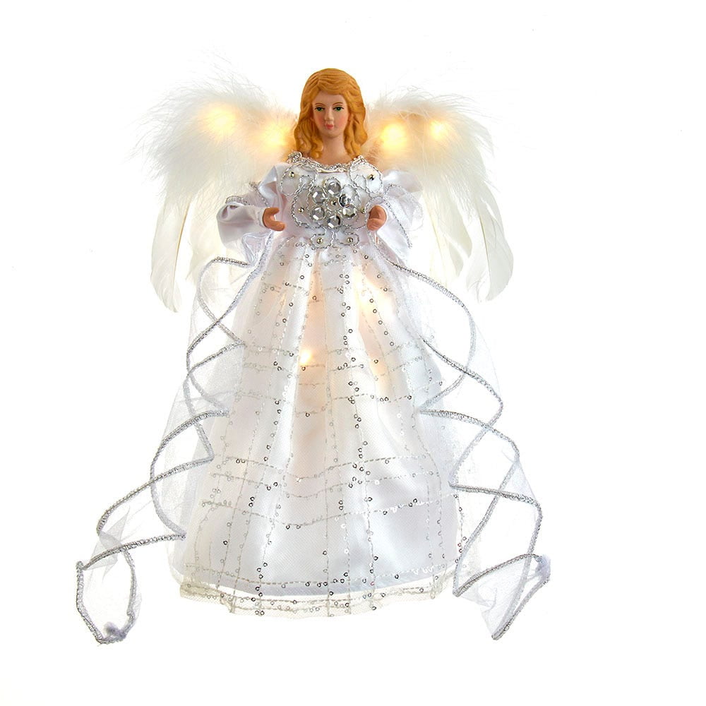 10-Inch Silver and White Lighted Angel Tree Topper