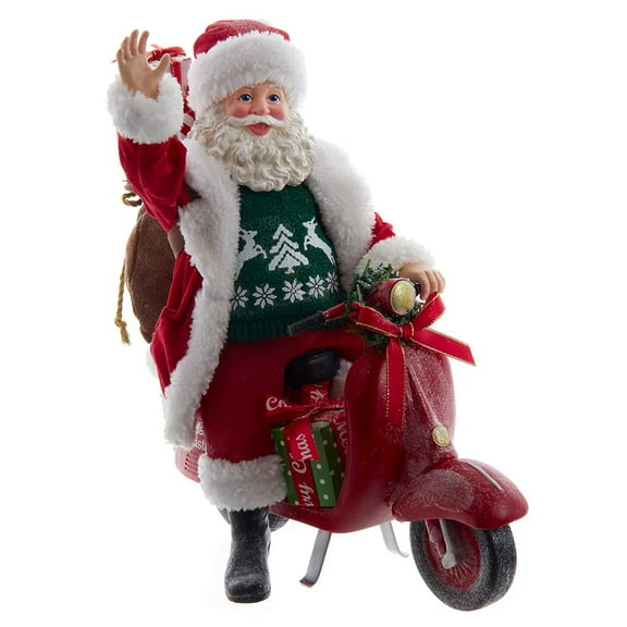 Kurt Adler 10-Inch Fabrich Santa on Scooter