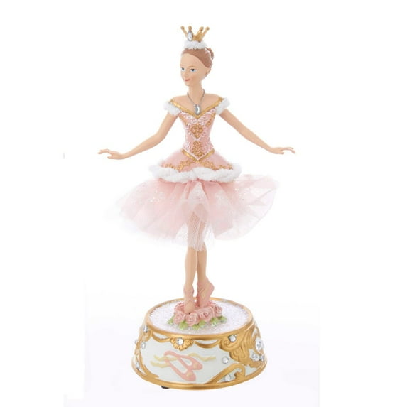 Kurt Adler 10-Inch Pink Musical Ballerina Figure – Rotating Music Box Decoration