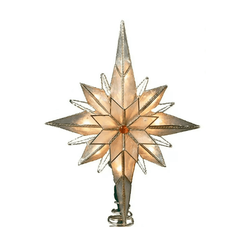 Kurt S. Adler Capiz Classical Multi-Pointed Bethlehem Star Treetop, 10-Inch, Ivory