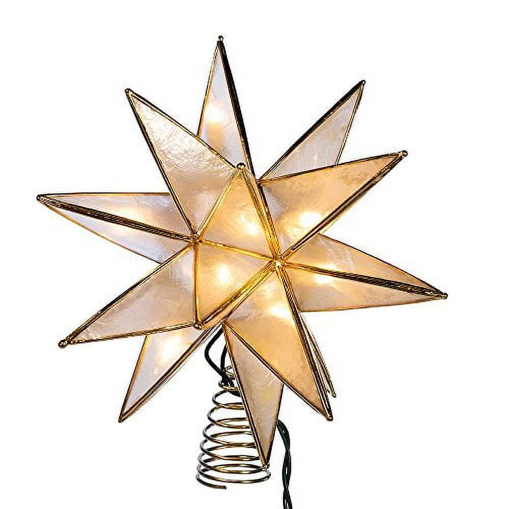Gold Metal Stellular Christmas Tree Topper with Lights