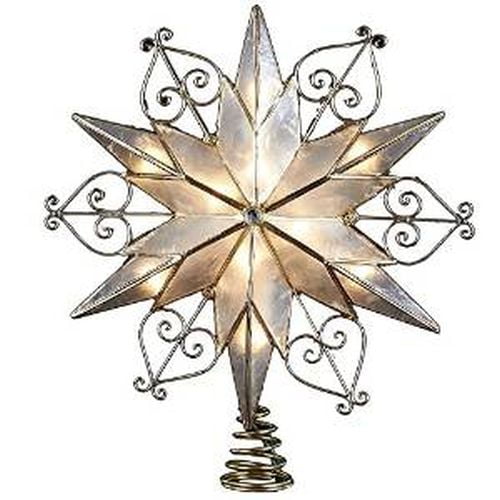 Kurt S. Adler UL3110 10-Light 6-Point Capiz Star Treetop with Scroll Design