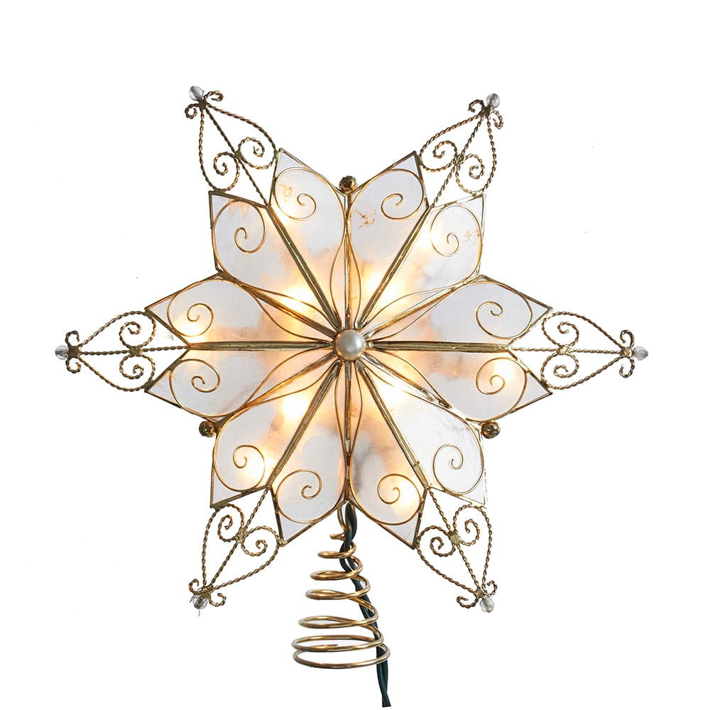 Brass Finish 9.1-Inch Capiz Star Christmas Tree Topper