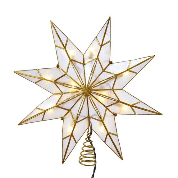 Kurt Adler 10-Light 8-Point Gold Capiz Star Treetop