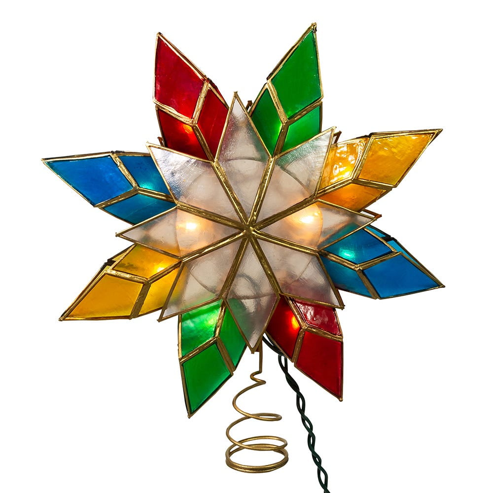 Multicolor Capiz Shell and Brass Stellular Christmas Tree Topper
