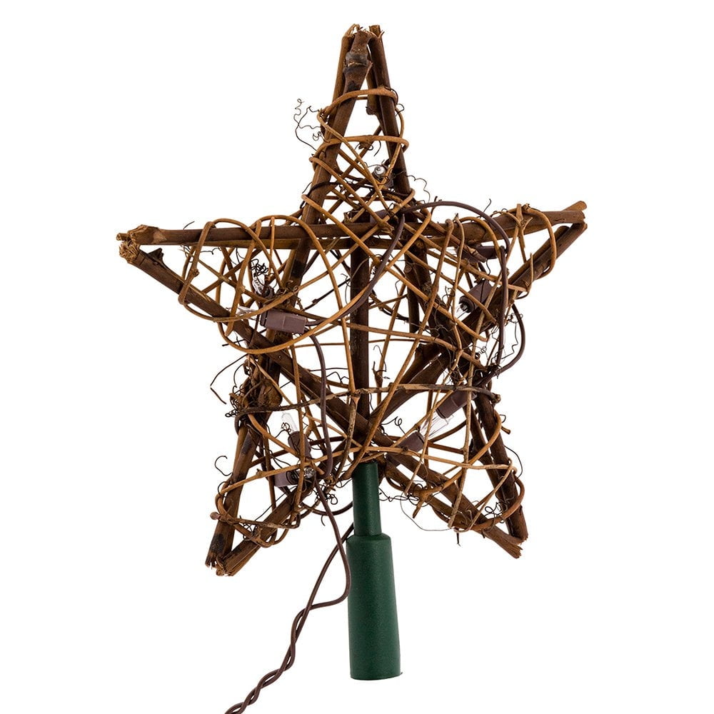 Kurt Adler UL1219/NAT 10 Light Indoor Rattan Star Treetop