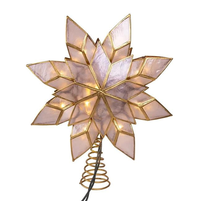 Gold and Iridescent Capiz Star Metal Tree Topper with LED Lights