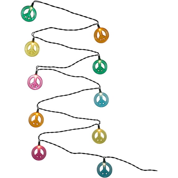 Kurt S. Adler 10-Light Multicolored Peace Sign Light Set, Multicolor