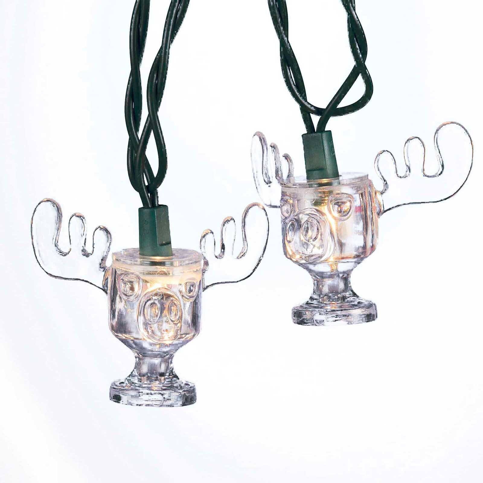 Kurt Adler 11ft Clear Moose Mug Christmas String Lights