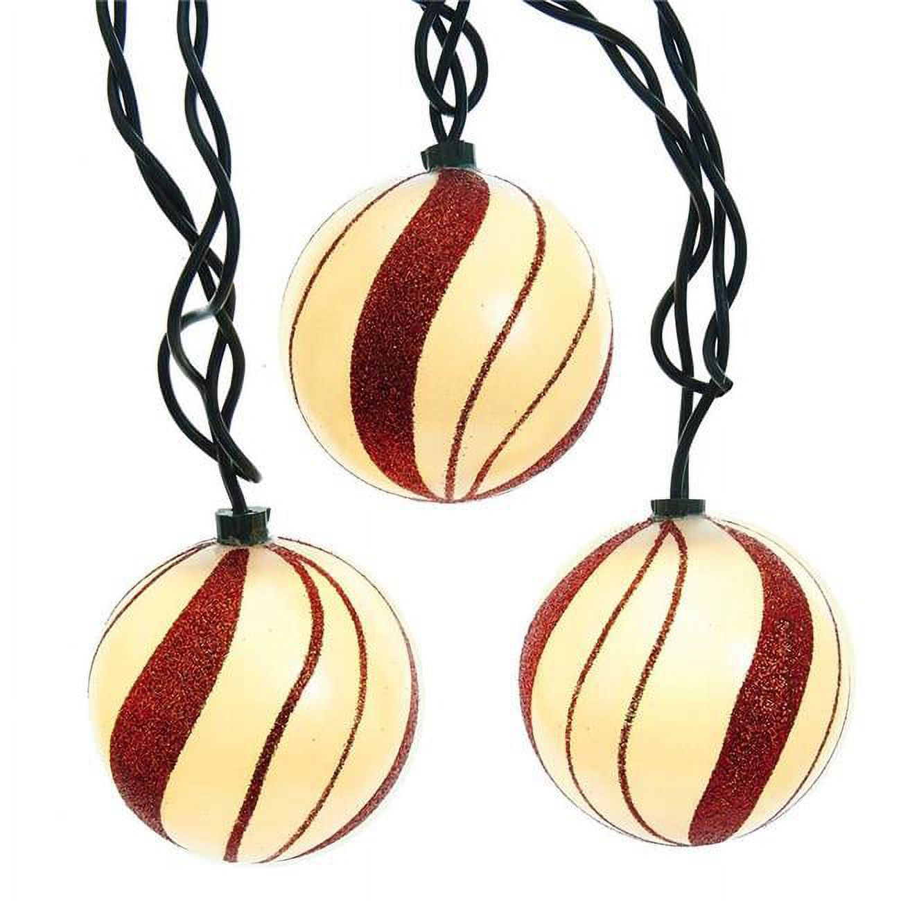 Kurt Adler 10-Light Red and White Fancy Balls Light String Set