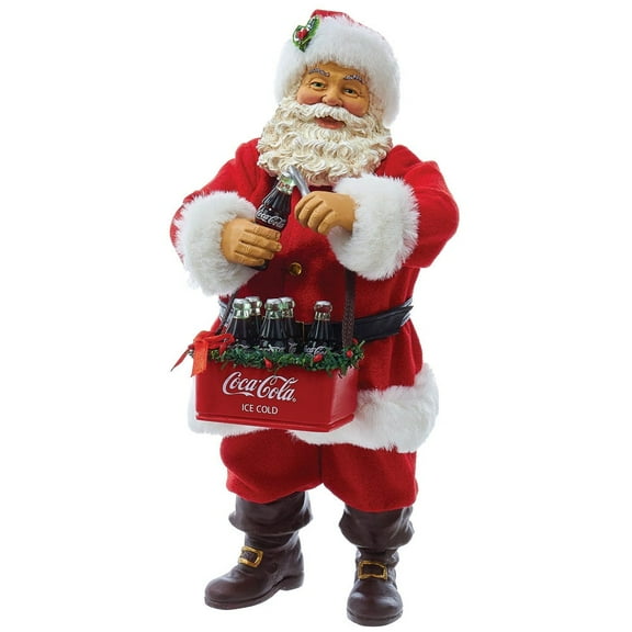 Kurt Adler Fabriche Christmas Figurine, Coca-Cola Santa Opening a Coke 10.5in