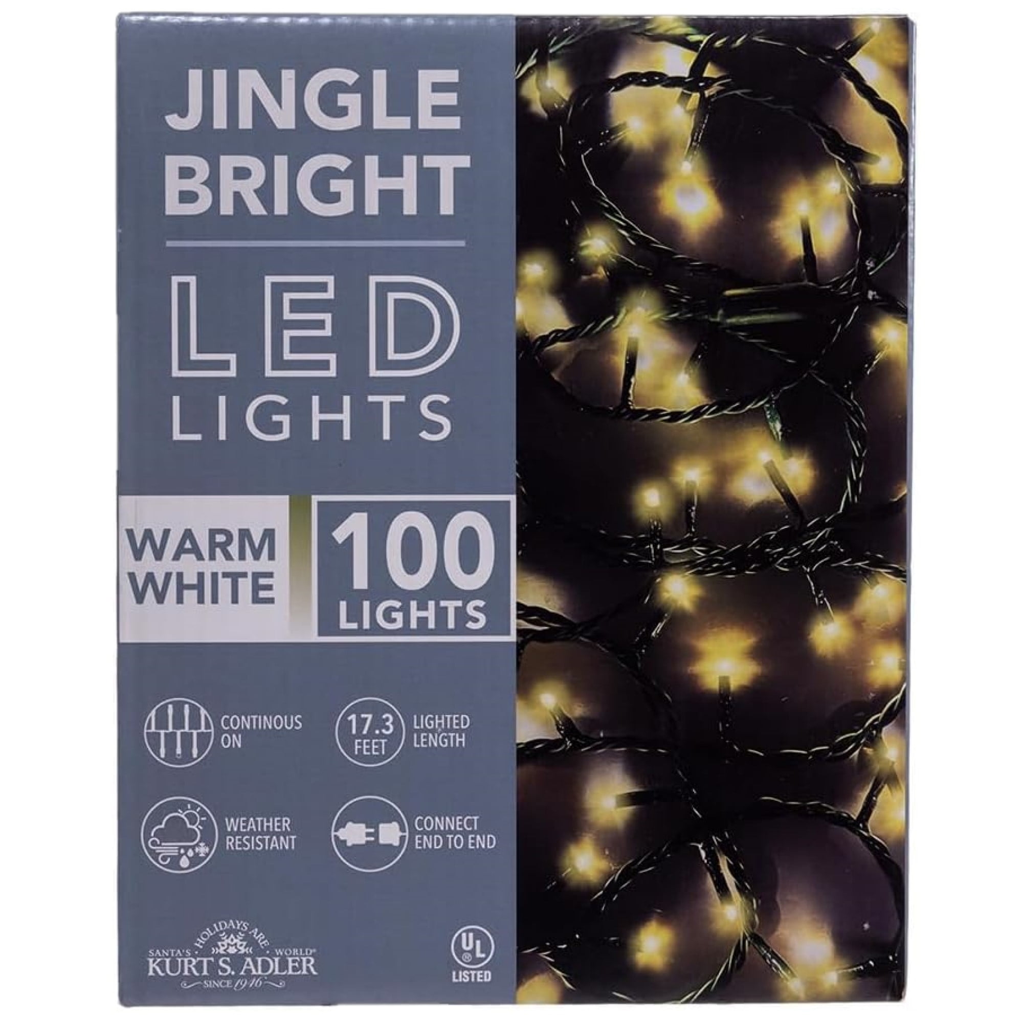 Warm White 17ft Outdoor LED String Lights with Green Wire
