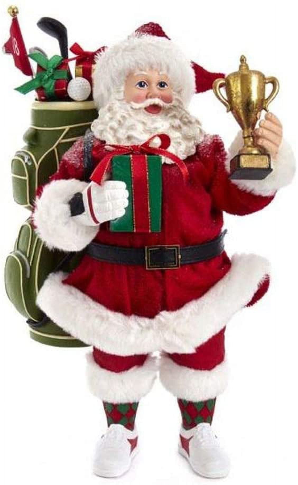 Kurt Adler 11-Inch Fabriché Golfer Santa with Golf Bag and Trophy