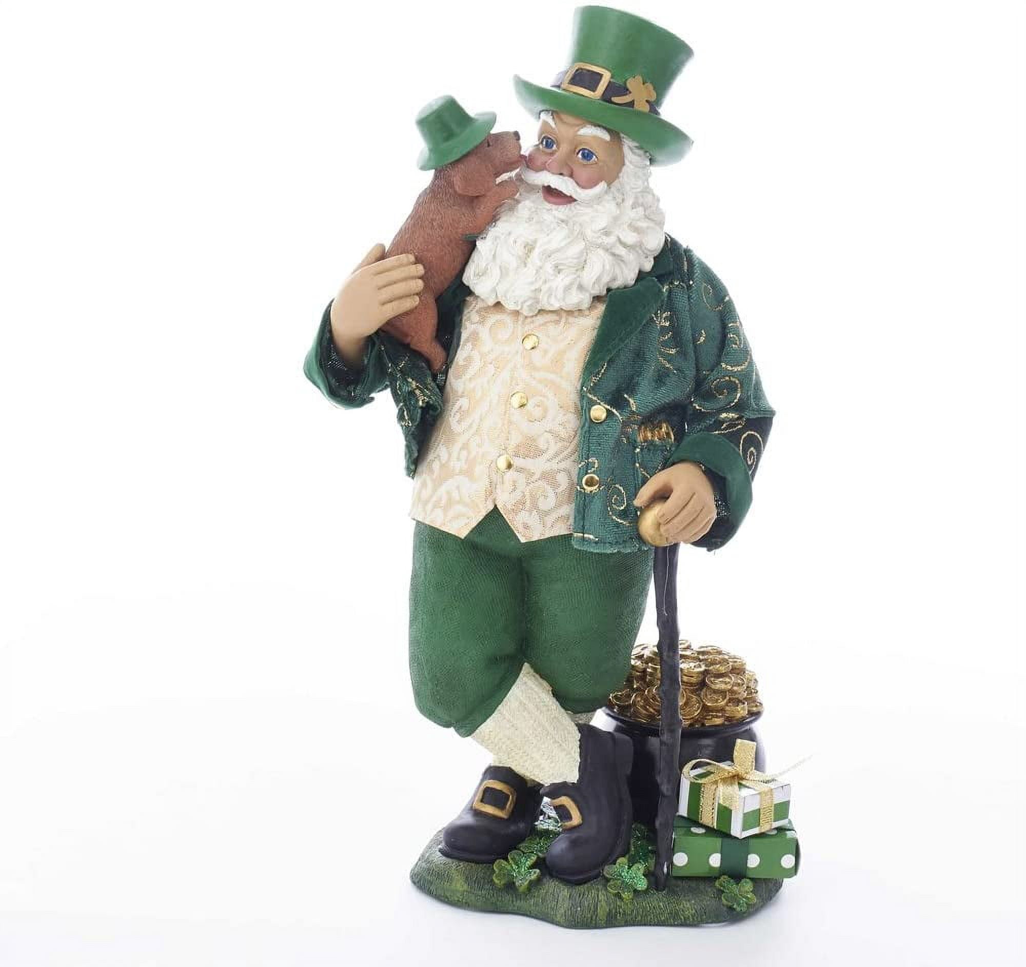 Kurt Adler 10.5" Fabriché Musical Irish Bagpiper Santa Claus - Christmas Figurine & Holiday Decor