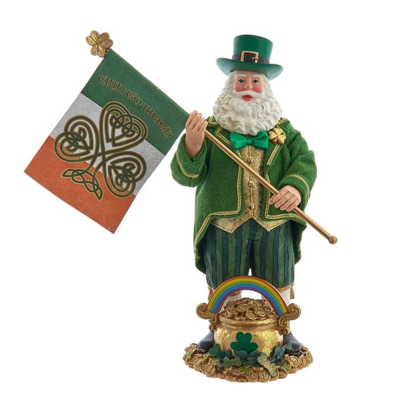 Kurt Adler 11-Inch Fabrich Musical Irish Santa