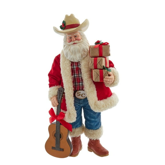 Kurt Adler 11-Inch Fabrich Western Santa with Guitar