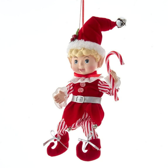 Kurt Adler 11-Inch Peppermint Elf with Candy Cane Ornament