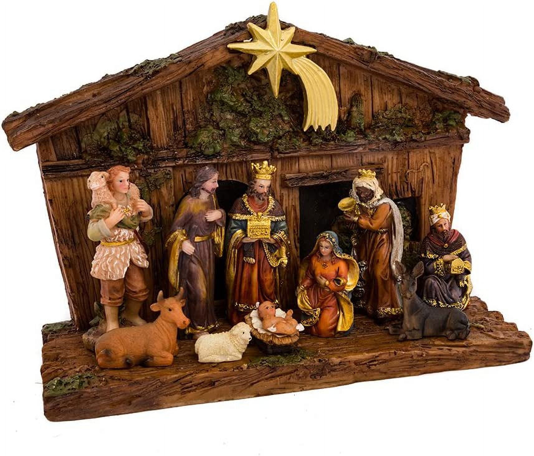 Kurt Adler 11-Piece Christmas Nativity Set with Stable