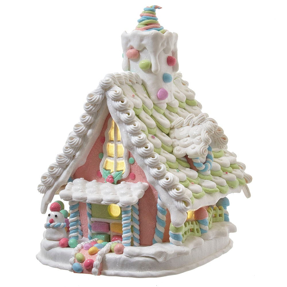 Kurt Adler 12.5Inch BatteryOperated Light Up Pastel Gingerbread House