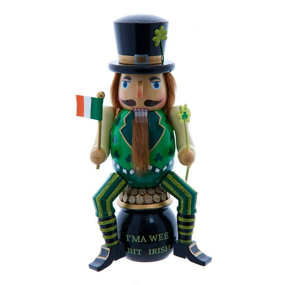 Kurt Adler 12-Inch Wooden -InchI-Footm A Wee Bit Irish-Inch Nutcracker on Pot O-Foot Gold