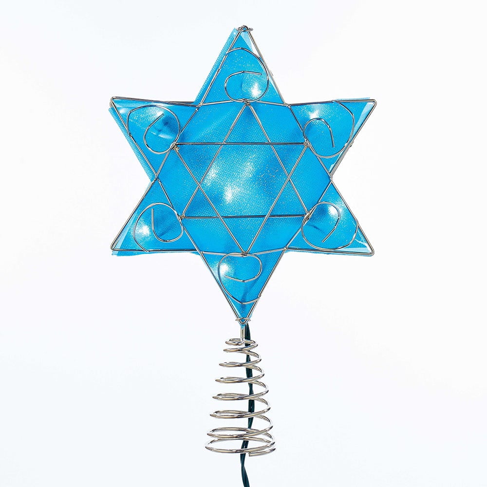 12.4" Blue and Silver Plastic Hanukkah Star Tree Topper