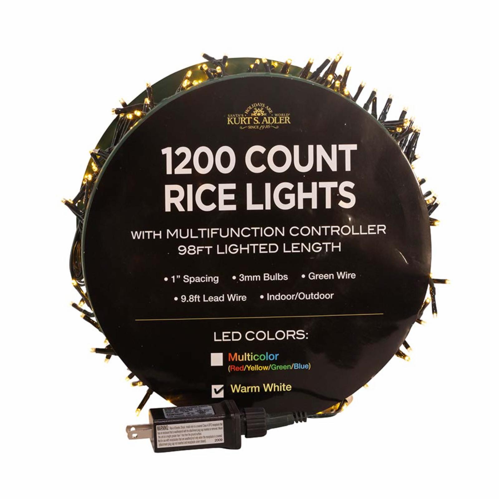 Kurt Adler 1200Light 98Foot Warm White LED Rice Light Set
